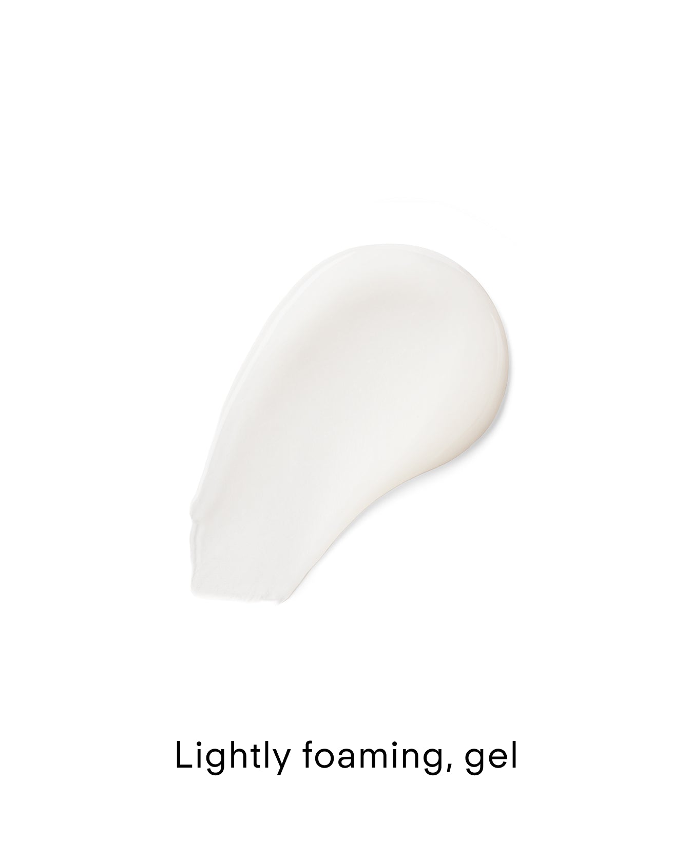 A smear of translucent, white gel is displayed on a white background. Below it, the text reads: B² Hydrating Balancing Gel Facial Cleanser – lightly foaming gel.