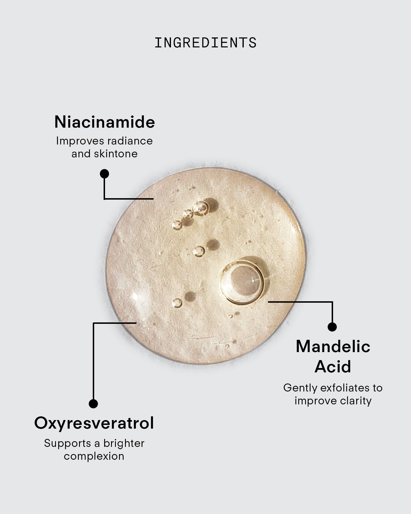 Ultra Brightening Serum Mild features niacinamide to boost radiance, mandelic acid for gentle exfoliation and clarity, and Oxyresveratrol to support a brighter complexion.