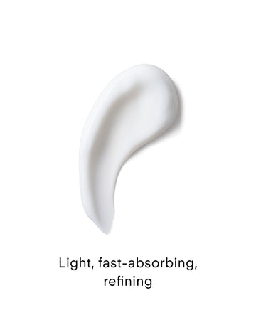 A white, creamy smear of Youth Boost ExoSignal GF² Facial Serum Mini on a white background with the text: Light, fast-absorbing, refining—powered by ExoSignal GF² Technology and plant-derived exosomes.