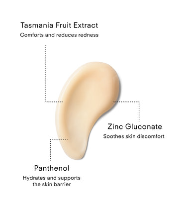Ultra R.E.D Corrective Serum features a beige cream with Tasmania Fruit Extract to reduce redness, Zinc Gluconate to soothe, and Panthenol to hydrate and support the skin barrier.