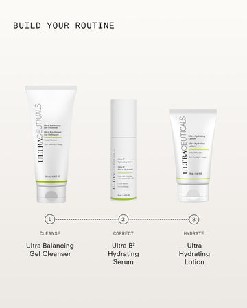 Build Your Routine: Start with Ultra Balancing Gel Cleanser, follow with Ultra B2 Hydrating Serum for hydration, and finish with Ultra Hydrating Lotion to support your skin barrier.