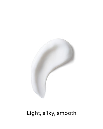 A smooth, white, creamy swatch of Ultra Hydrating Lotion on a white background with "Light, silky, smooth" below—formulated with ceramide for lasting hydration and a healthy skin barrier.