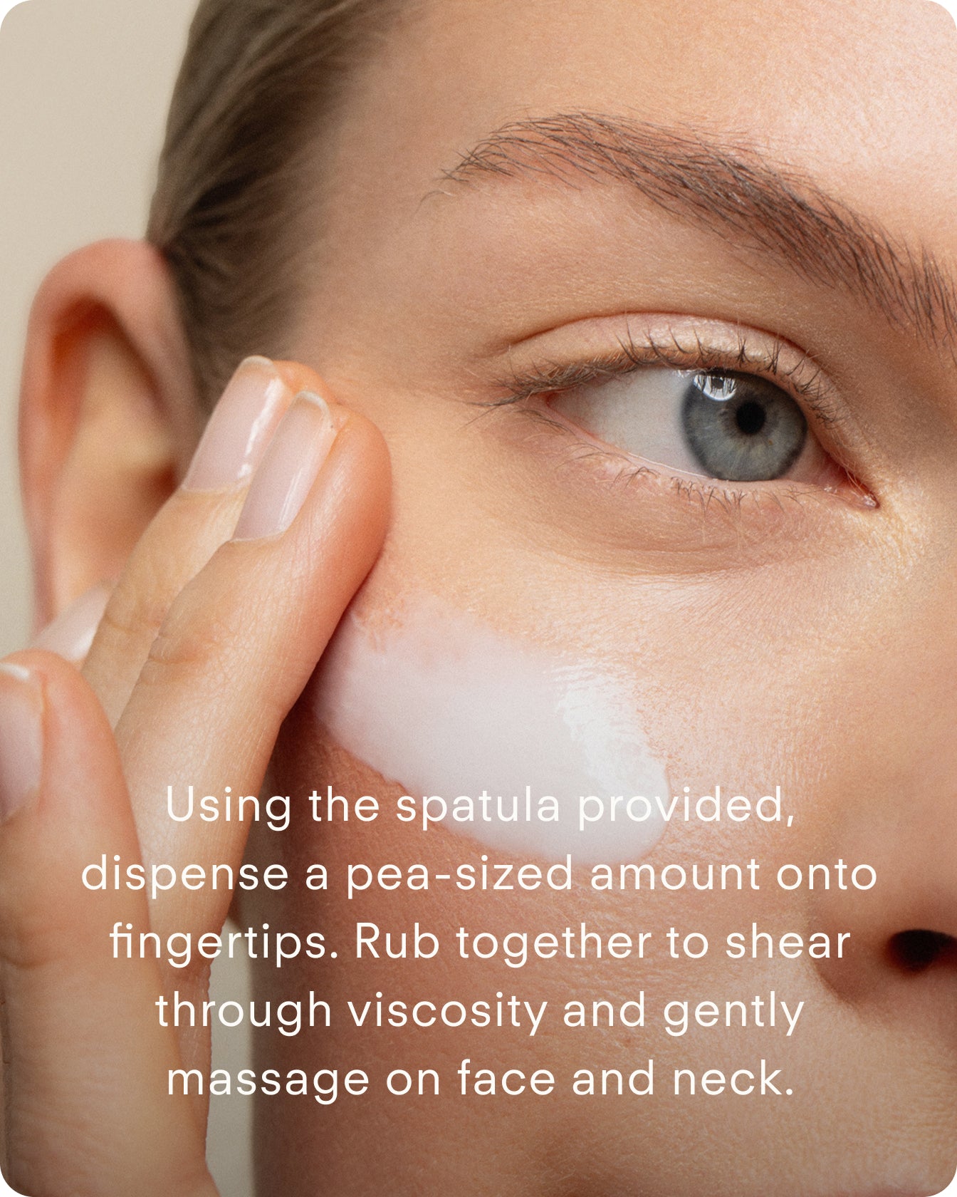 A close-up shows someone applying Ultra DNA³ Complex Recovery Night Cream to their cheek with fingers. Text instructs to use a spatula for application on face and neck, hydrating skin overnight for recovery.