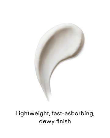 A creamy white swatch of Ultra UV Protective Daily SPF30 Hydrating on a white background, with text below reading: Lightweight, fast-absorbing, dewy finish—perfect for daily wear with broad-spectrum sunscreen benefits.