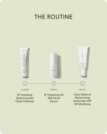 Ultra UV Protective Daily SPF50 Mattifying is featured against a light green background, illustrating the essential final step of daily skincare—a broad-spectrum sunscreen for lasting, mattifying protection.