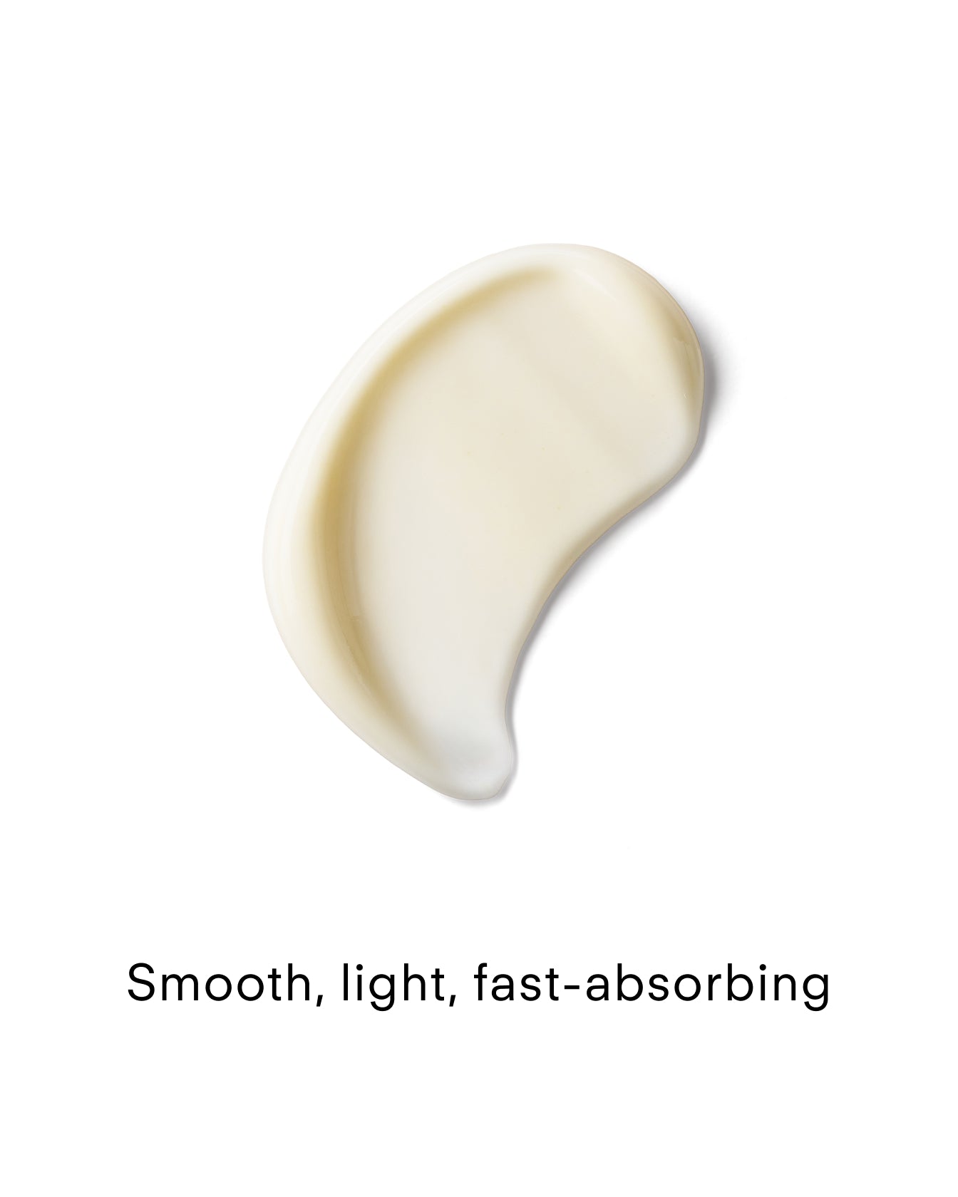 A creamy, off-white Ultra C Firming Concentrate smear on a white background, captioned: Smooth, light, fast-absorbing—perfect to refine skin texture and brighten your complexion.